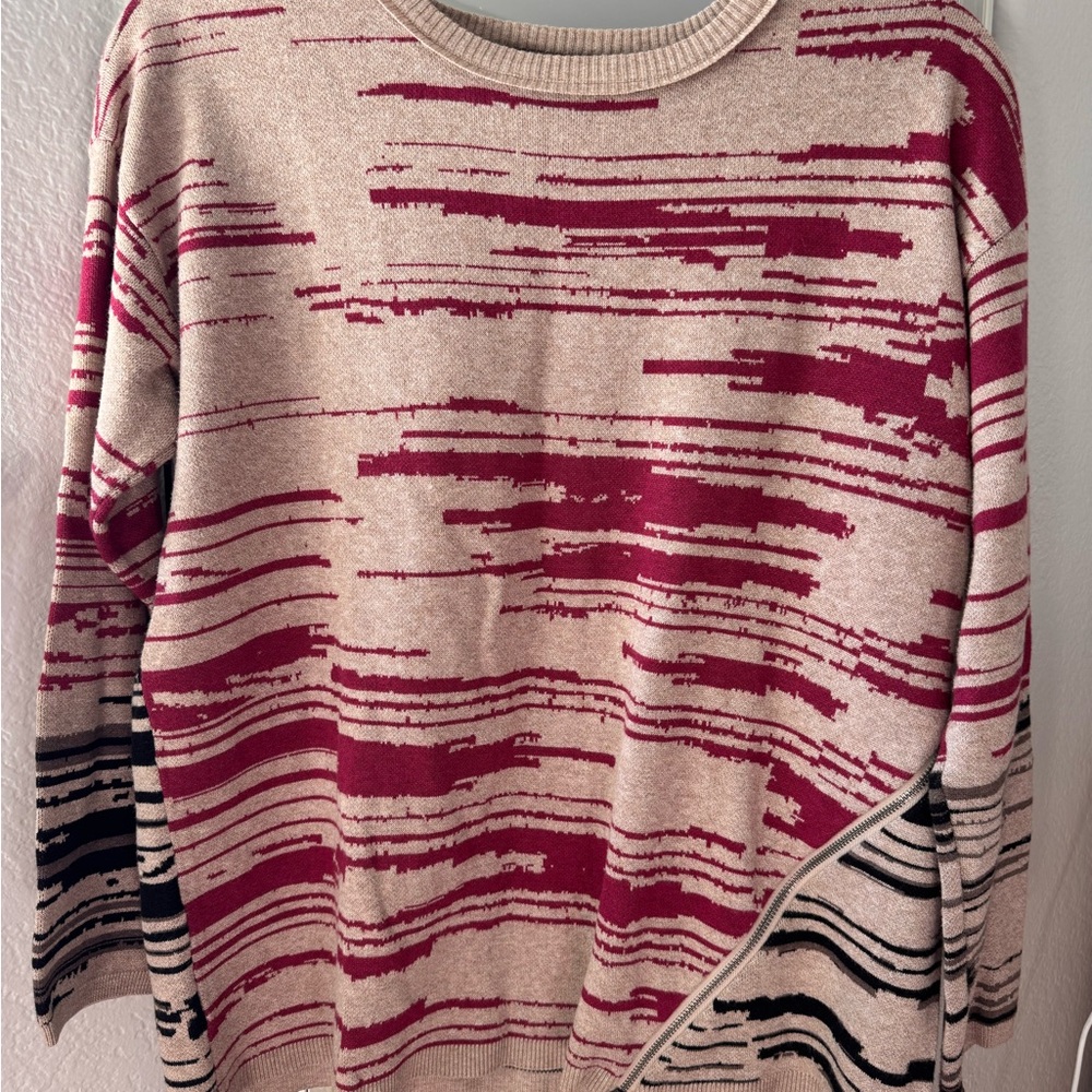 Nic+Zoe Abstract Women's Sweater - Red and Black
